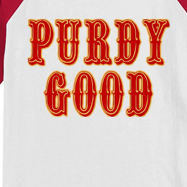 Purdy Purdy Purdy Good Football Quarterback Kids Colorblock Raglan Jersey