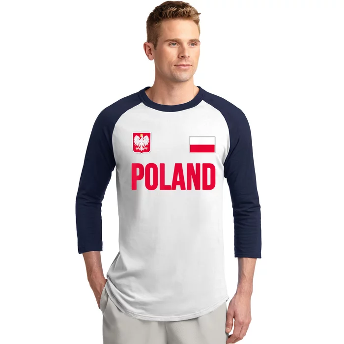 Poland Polska Polish Flag Souvenir Gift Soccer Jersey Baseball Sleeve Shirt