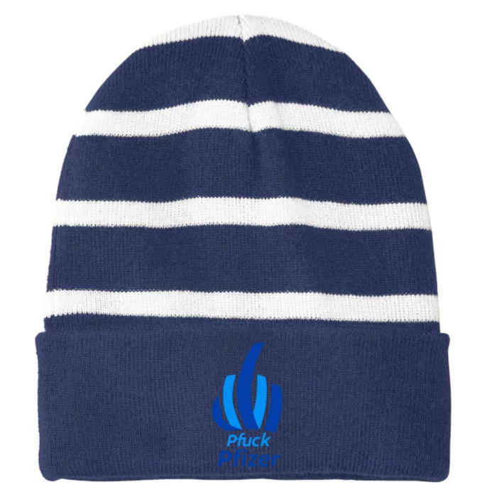 Pfuck Pfizer Striped Beanie with Solid Band