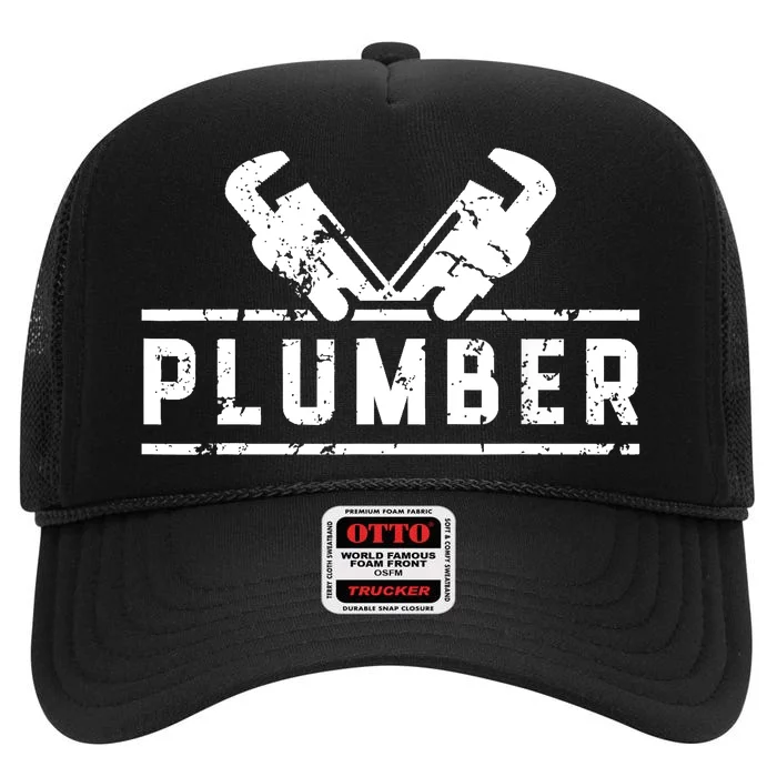 Plumber Profession Plumbing Sayings Job High Crown Mesh Trucker Hat