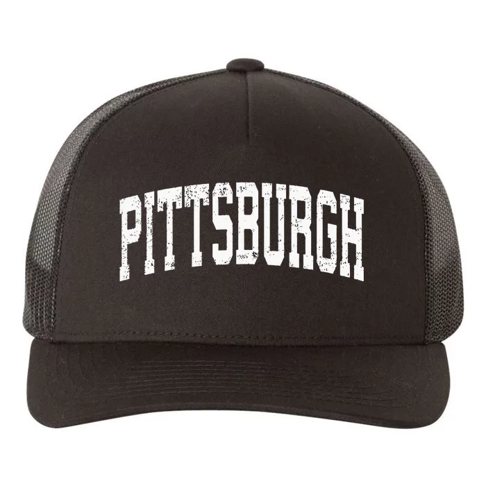 Pittsburgh Pennsylvania PA Vintage Athletic Sports Yupoong Adult 5-Panel Trucker Hat