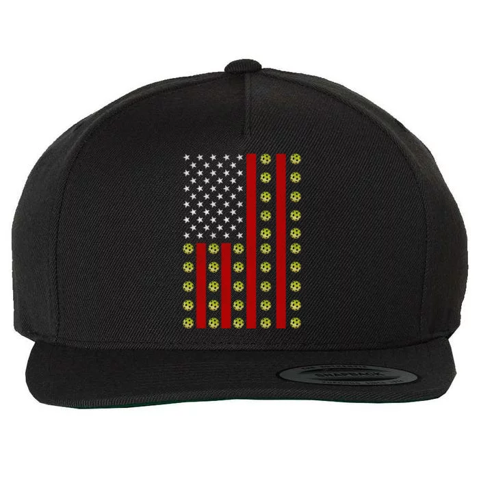 Patriotic Pickleball Player Us Flag Pickleball 4th Of July Gift Wool Snapback Cap