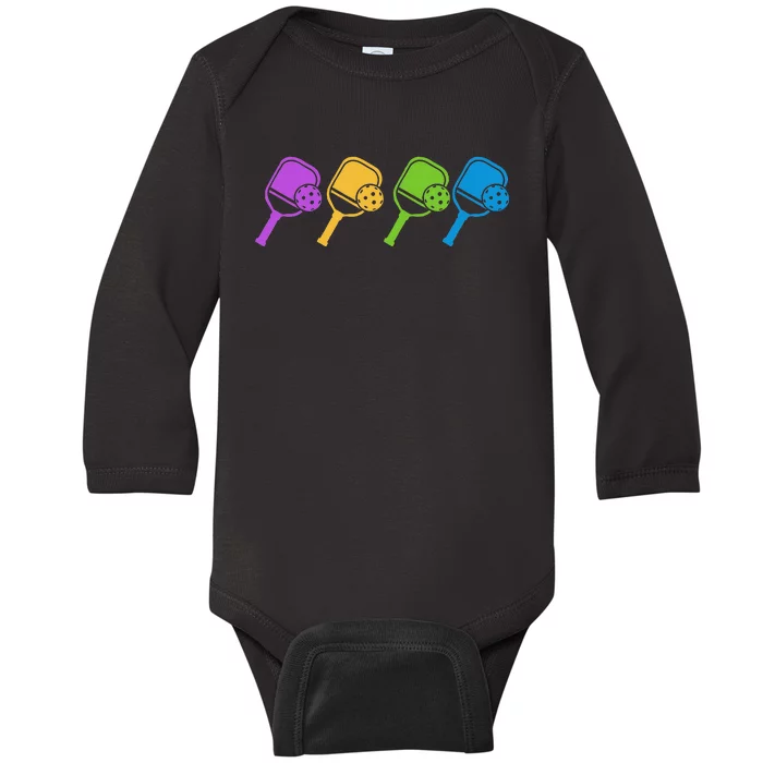 Pickleball Player Paddleball Sport And Pickleball Baby Long Sleeve Bodysuit