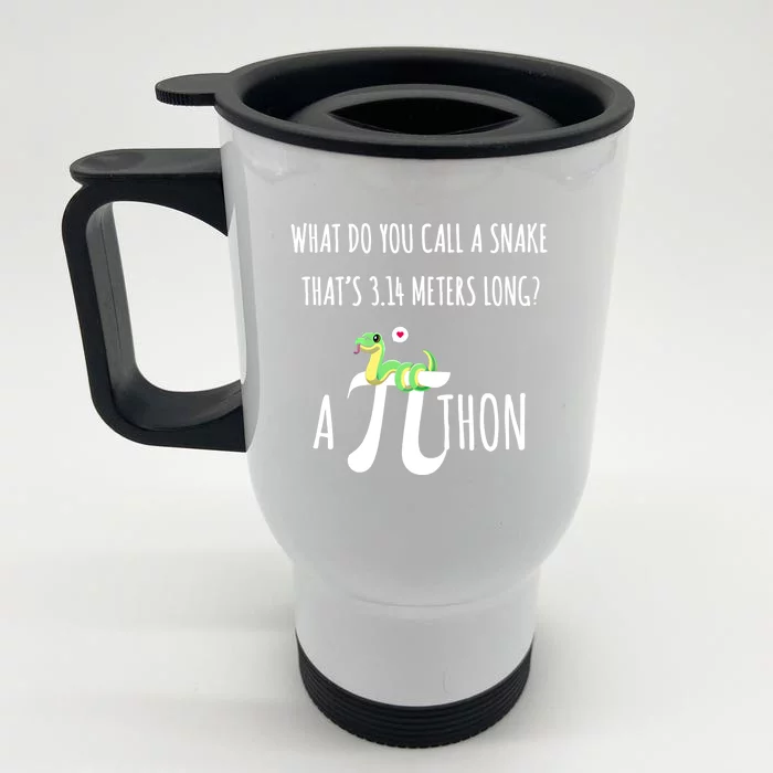 Python Pithon Pi Symbol Funny Math Teacher Science Tech Guy Cute Gift Front & Back Stainless Steel Travel Mug