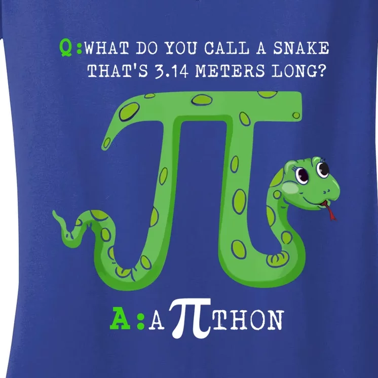 Python Pithon Pi Symbol Funny Math Teacher Pi Day Gift Women's V-Neck T-Shirt