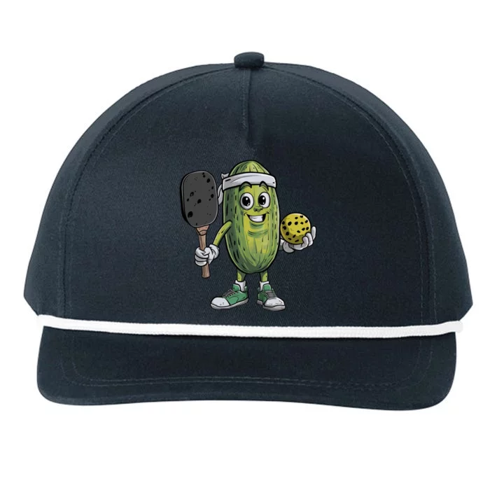 Pickle Playing Pickleball Funny For Paddleball Lover Gift Snapback Five-Panel Rope Hat