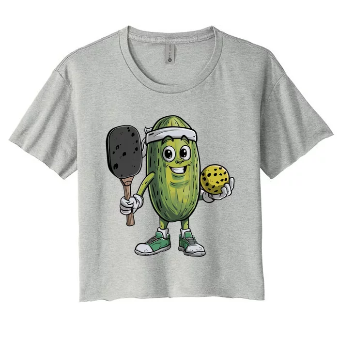 Pickle Playing Pickleball Funny For Paddleball Lover Gift Women's Crop Top Tee