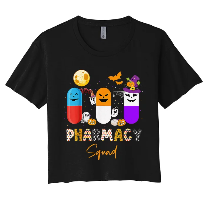 Pills Pharmacy Pharmacist Squad Funny Halloween Women's Crop Top Tee