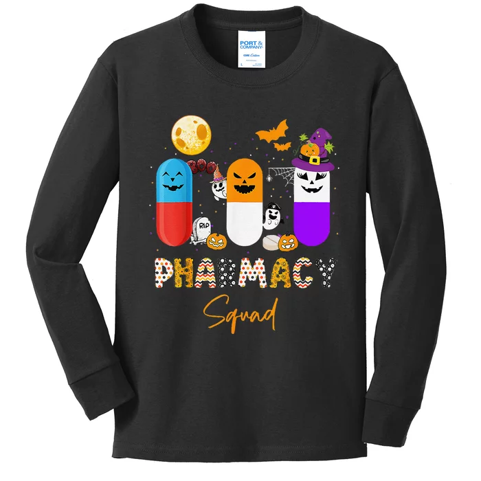 Pills Pharmacy Pharmacist Squad Funny Halloween Kids Long Sleeve Shirt