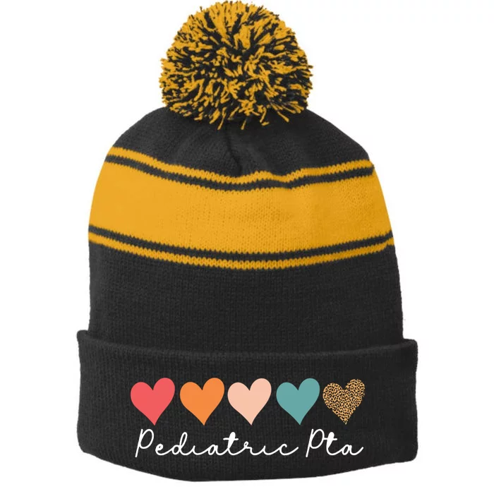 Pediatric PTA Physical Therapy Therapist Assistant Rainbow Stripe Pom Pom Beanie