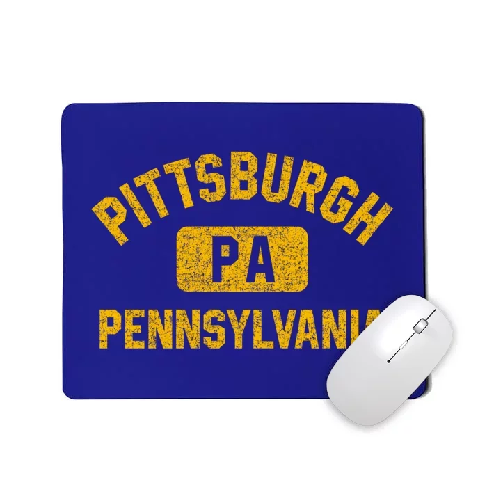 Pittsburgh Pa Pennsylvania Gym Style Distressed Amber Print Great Gift Mousepad