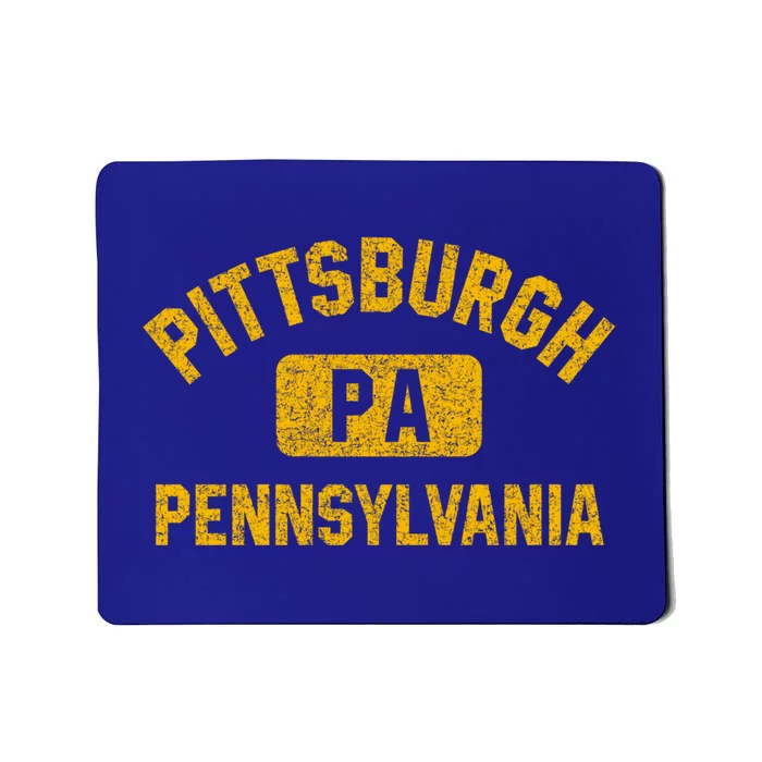 Pittsburgh Pa Pennsylvania Gym Style Distressed Amber Print Great Gift Mousepad