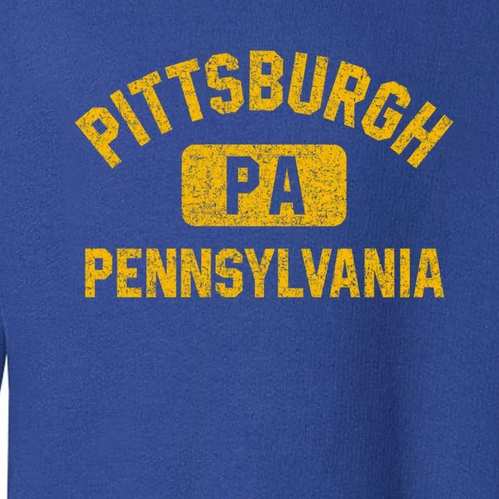 Pittsburgh Pa Pennsylvania Gym Style Distressed Amber Print Great Gift Toddler Sweatshirt