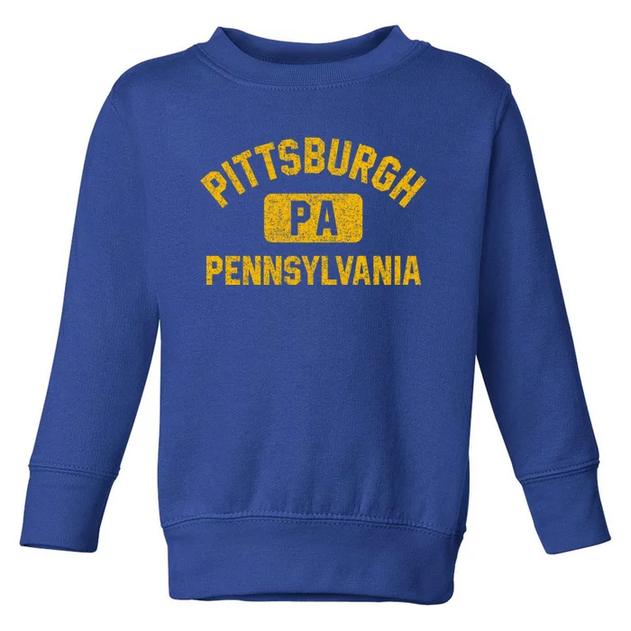 Pittsburgh Pa Pennsylvania Gym Style Distressed Amber Print Great Gift Toddler Sweatshirt