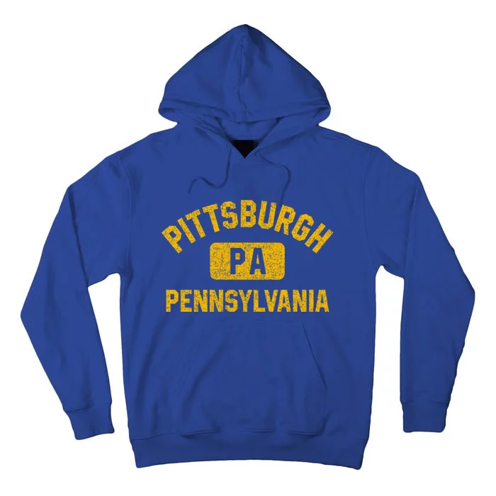 Pittsburgh Pa Pennsylvania Gym Style Distressed Amber Print Great Gift Tall Hoodie