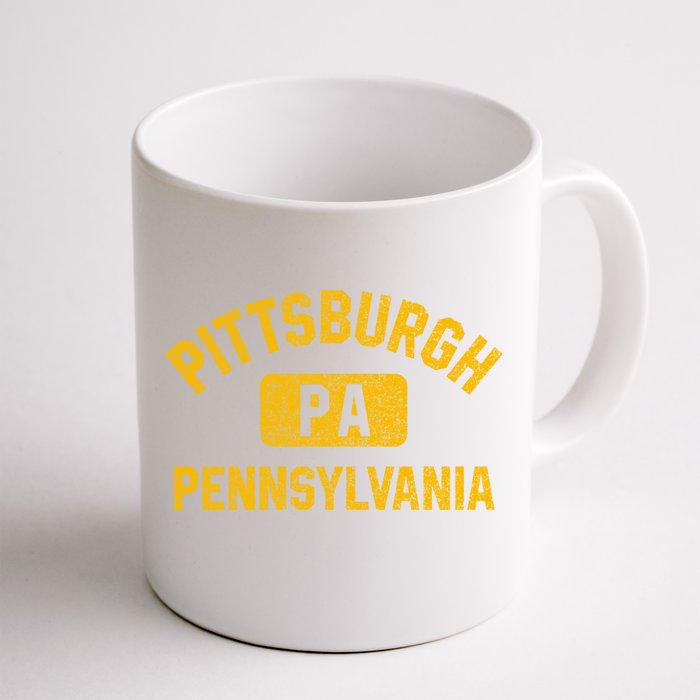 Pittsburgh Pa Pennsylvania Gym Style Distressed Amber Print Great Gift Front & Back Coffee Mug