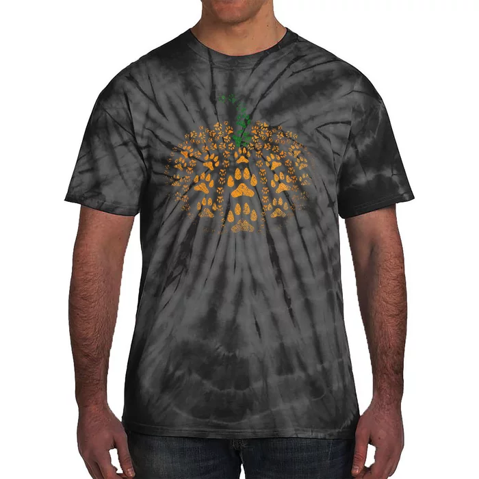 Pet Paw Print Pumpkin Tie-Dye T-Shirt