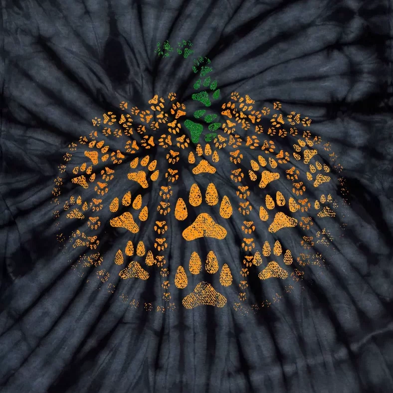 Pet Paw Print Pumpkin Tie-Dye T-Shirt