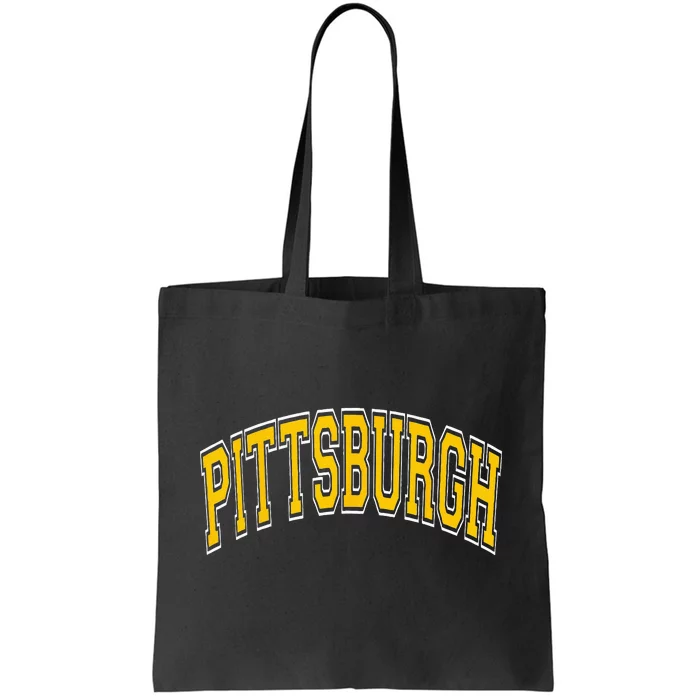 Pittsburgh Pennsylvania PA Varsity Style Amber Text Tote Bag