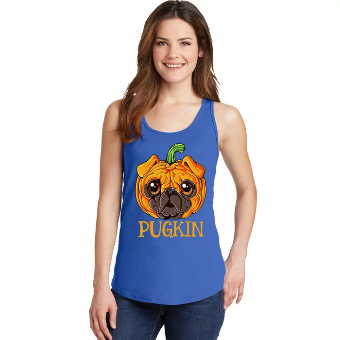 Pugkin Pug Pumpkin Halloween Thanksgiving Funny Funny Dog Ladies Essential Tank