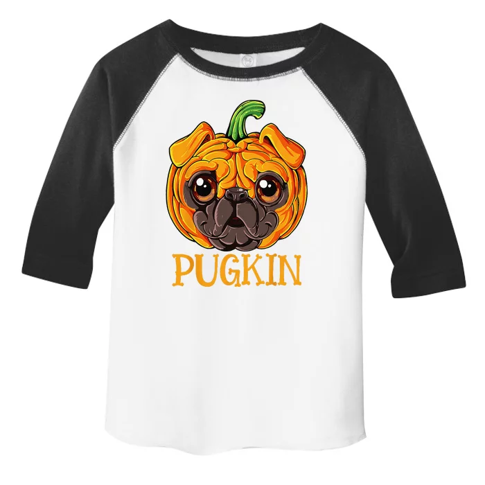 Pugkin Pug Pumpkin Halloween Thanksgiving Funny Funny Dog Toddler Fine Jersey T-Shirt