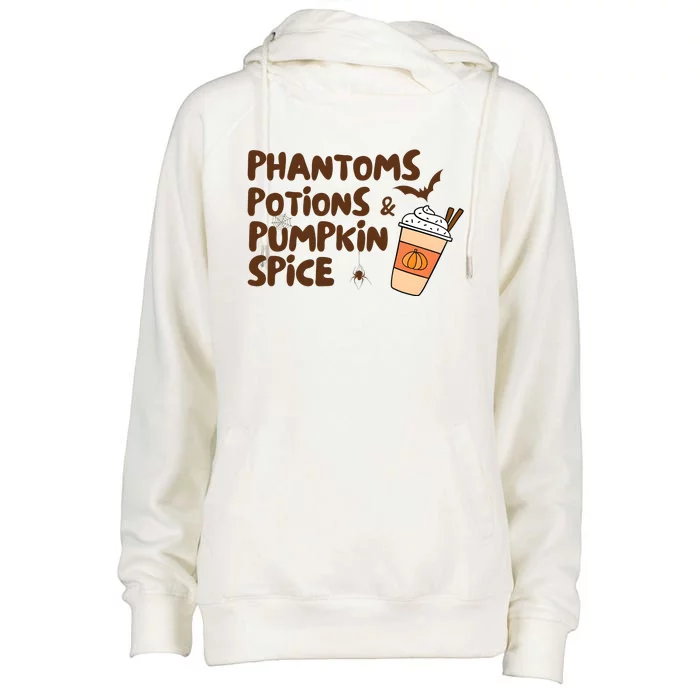 Phantoms Potions Pumpkin Spice Cute Halloween Drink Pumpkin Womens Funnel Neck Pullover Hood