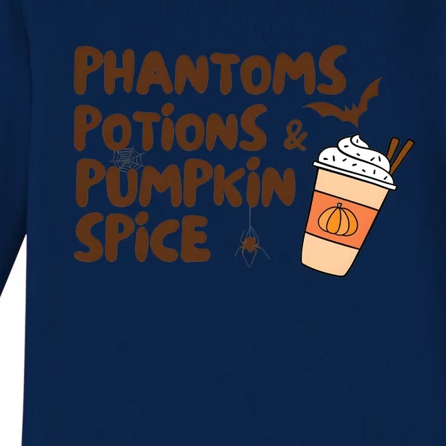 Phantoms Potions Pumpkin Spice Cute Halloween Drink Pumpkin Baby Long Sleeve Bodysuit