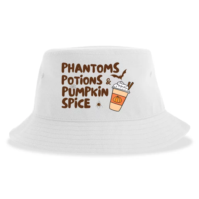 Phantoms Potions Pumpkin Spice Cute Halloween Drink Pumpkin Sustainable Bucket Hat