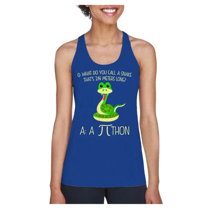 Python Pithon Pi Symbol Funny Math Teacher Women's Racerback Tank