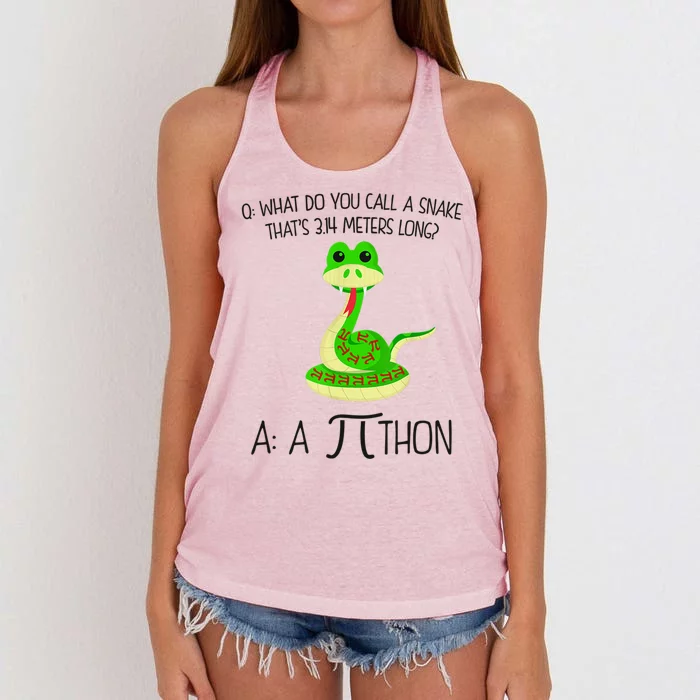 Python Pithon Pi Symbol Funny Math Teacher Women's Knotted Racerback Tank