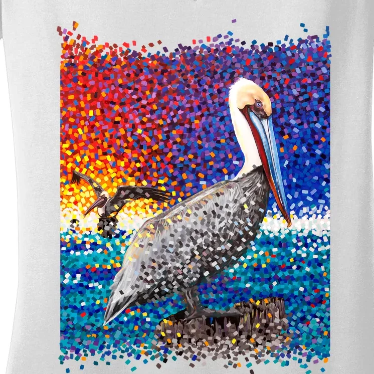 Pelican Pixelated Women's V-Neck T-Shirt