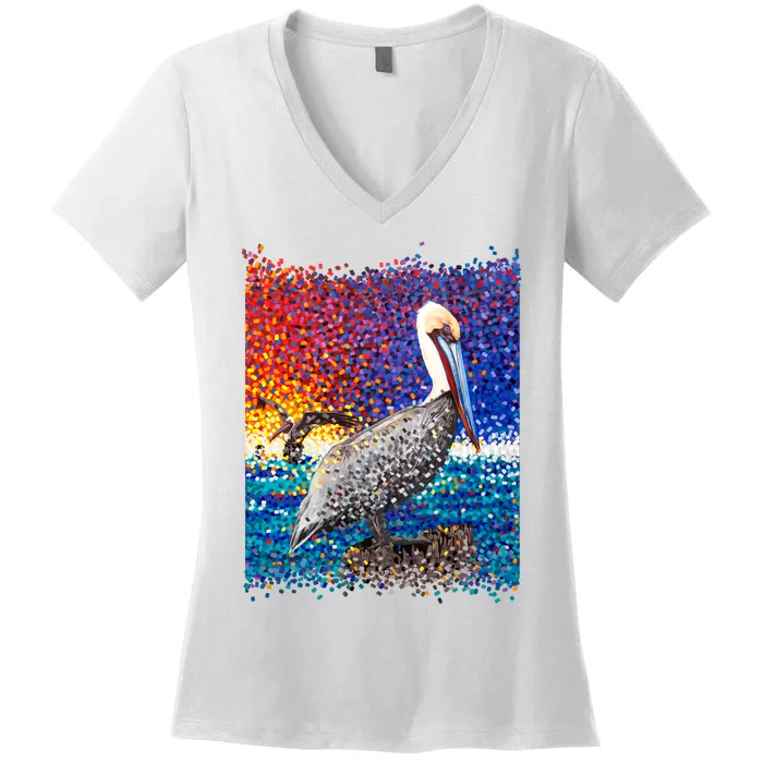 Pelican Pixelated Women's V-Neck T-Shirt