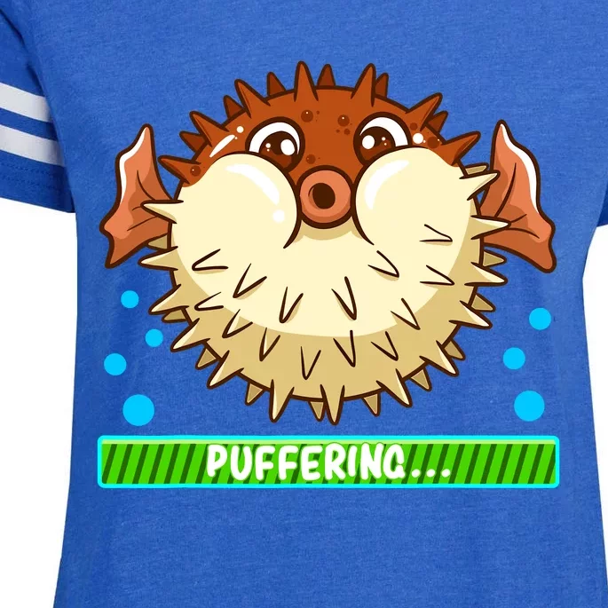 Pufferfish Puffering Puffers Tetraodontidae Fish Boy Girl Enza Ladies Jersey Football T-Shirt