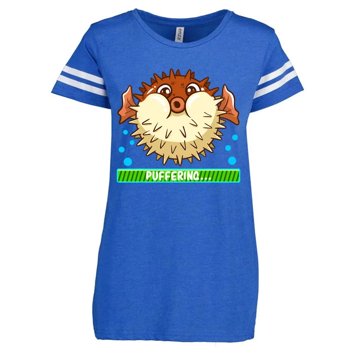 Pufferfish Puffering Puffers Tetraodontidae Fish Boy Girl Enza Ladies Jersey Football T-Shirt