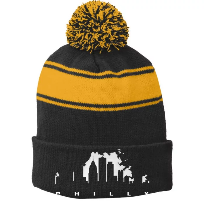 Philadelphia Pennsylvania Stripe Pom Pom Beanie