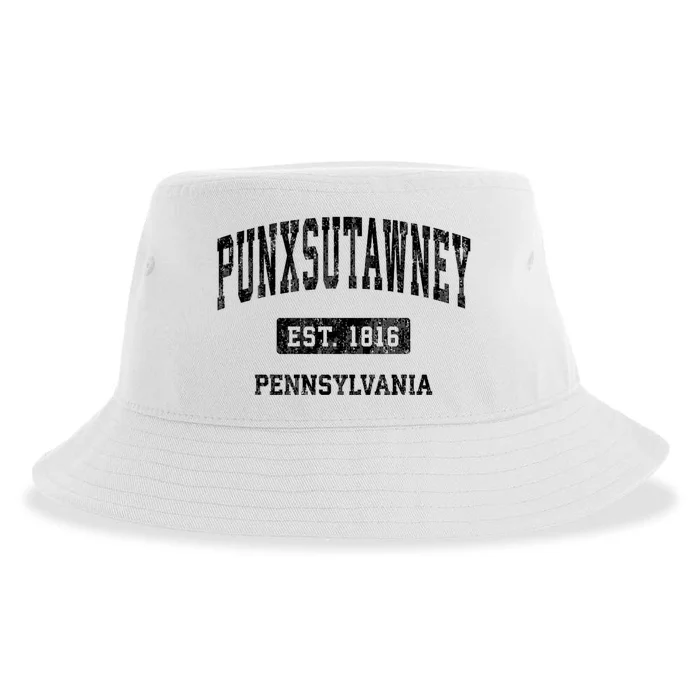 Punxsutawney Pennsylvania Pa Vintage Established Athletic Sports Design Sustainable Bucket Hat