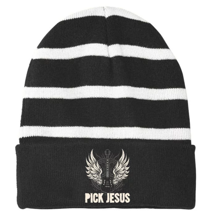 Preacher Pastor Pick Jesus Christian Sermonator Pastor Striped Beanie with Solid Band