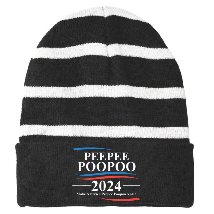 Pee Pee Poo Poo 2024 Peepee Poopoo Meme Striped Beanie with Solid Band