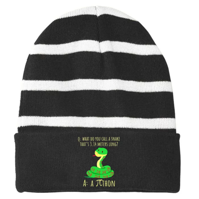 Python Pithon Pi Symbol Math Teacher Pi Day Striped Beanie with Solid Band