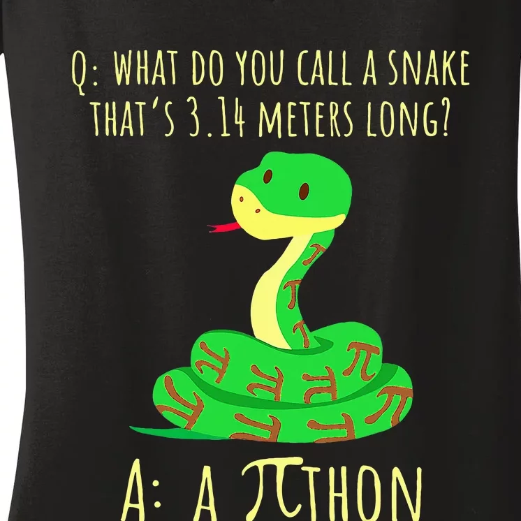 Python Pithon Pi Symbol Math Teacher Pi Day Women's V-Neck T-Shirt