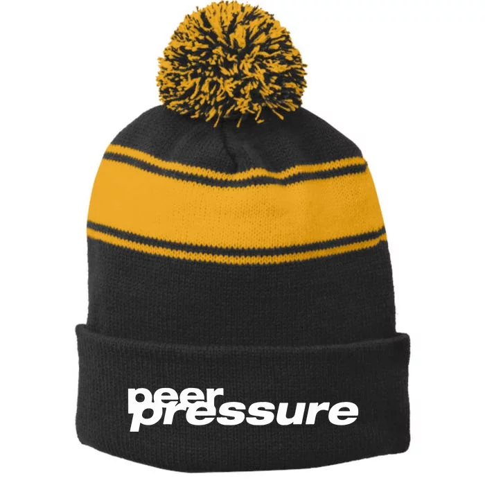 Peer Pressure Stripe Pom Pom Beanie