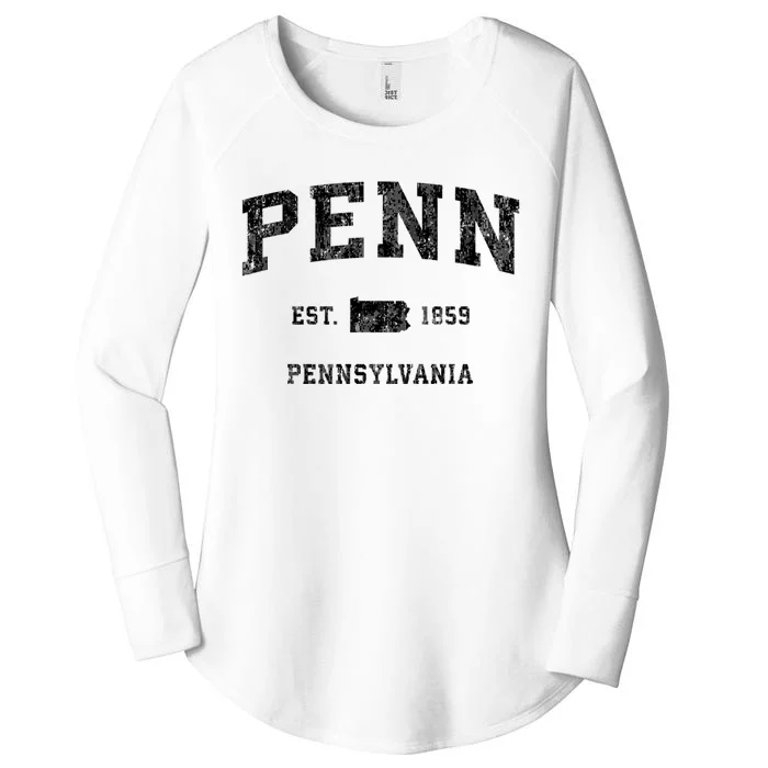 Penn Pennsylvania Pa Vintage Established Athletic Sports Design Women's Perfect Tri Tunic Long Sleeve Shirt