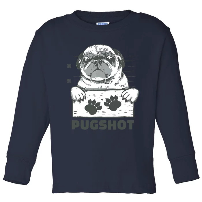 Pugshot Pug Toddler Long Sleeve Shirt