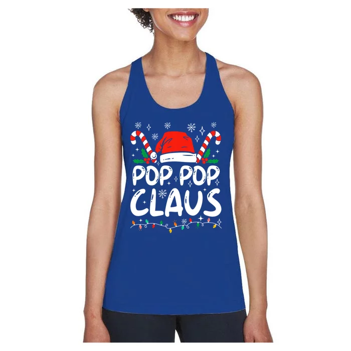 Pappy Papa Pop Pop Claus Santa Family Christmas Xmas Pajama Gift Women's Racerback Tank