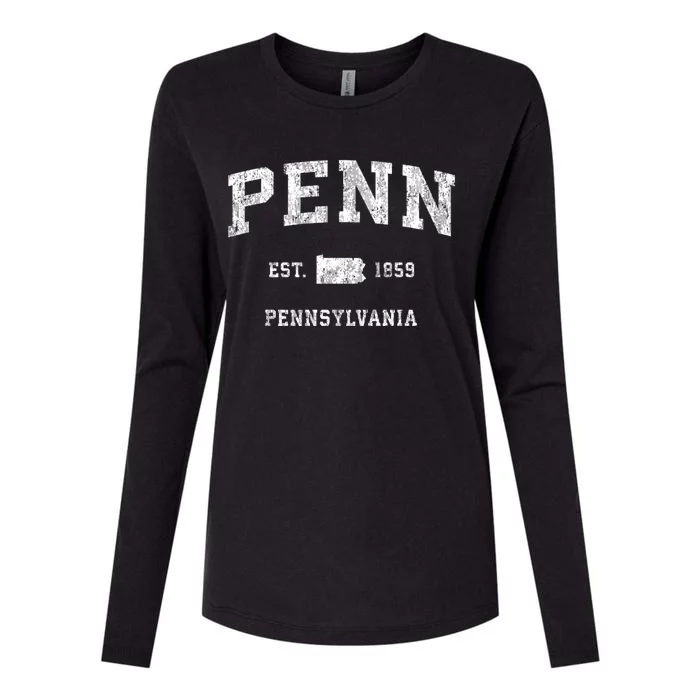 Penn Pennsylvania Pa Vintage Athletic Sports Womens Cotton Relaxed Long Sleeve T-Shirt