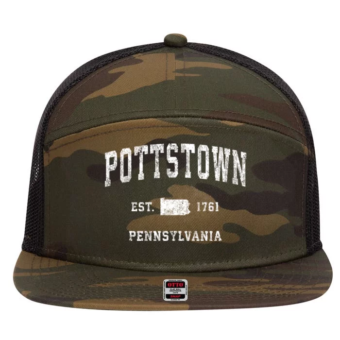 Pottstown Pennsylvania Pa Vintage Athletic Sports 7 Panel Mesh Trucker Snapback Hat