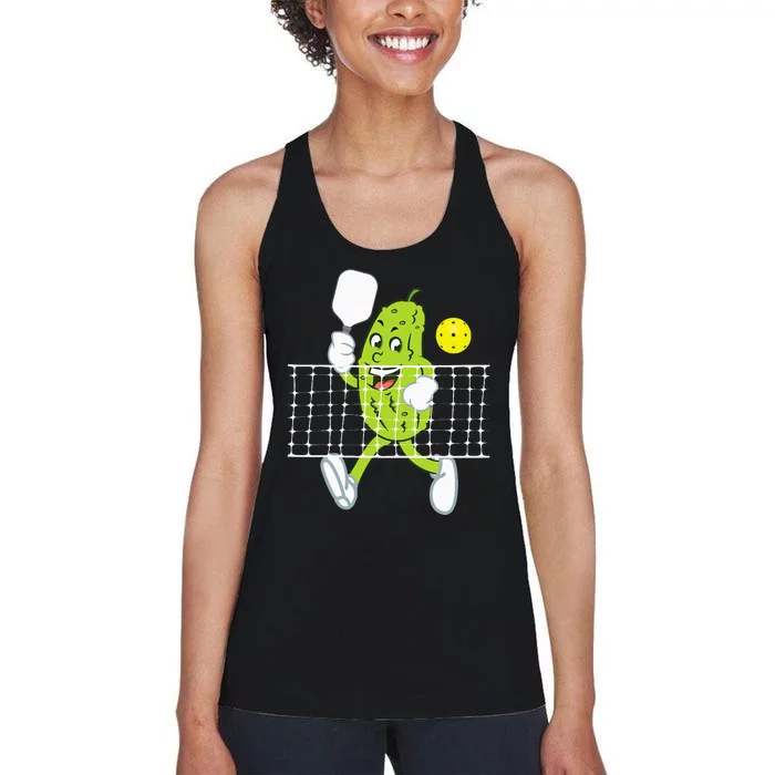 Pickle Playing Pickleball Funny Pickleball Paddleball Women's Racerback Tank