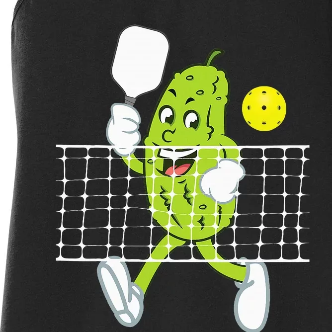 Pickle Playing Pickleball Funny Pickleball Paddleball Women's Racerback Tank