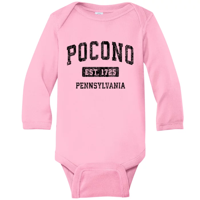 Pocono Pennsylvania Pa Vintage Sports Baby Long Sleeve Bodysuit