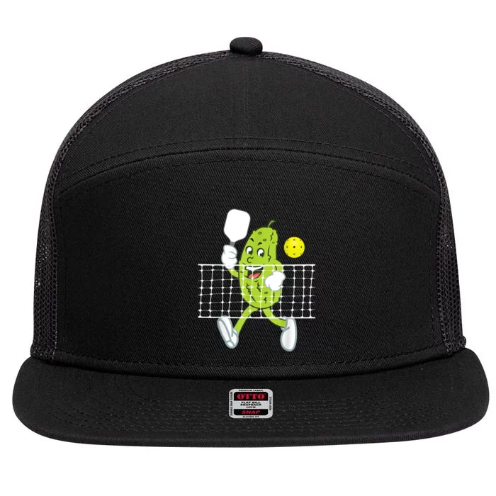 Pickle Playing Pickleball Funny Pickleball Paddleball 7 Panel Mesh Trucker Snapback Hat